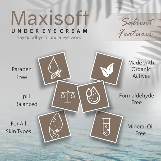 Maxisoft Under Eye Cream for Dark Circles, Eye Puffiness, Fine Lines & Wrinkles - 30 Gms