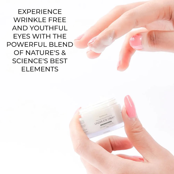 Biohills Age Reverse Under Eye Cream 15gm | Niacinamide, Gotu Kola & Red Algae for Dark Circles, Puffiness & Anti-Aging | Beeswax, Jojoba & Aloe Vera for Deep Hydration & Skin Firming