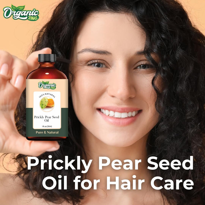 Organic Zing Prickly Pear Seed (Opuntia basilaris P) Oil | Carrier Oil for Massage, Skincare & Haircare - 30 Ml
