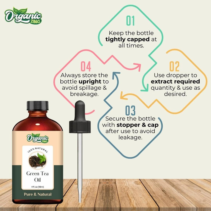 Organic Zing Green Tea (Camellia Sinensis) Oil | Carrier Oil for Skincare, Hair Care & Massage - 118 Ml