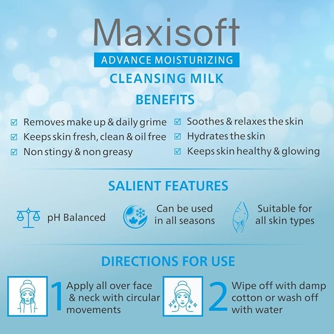 Maxisoft Advance Moisturizing Cleansing Milk | Long Lasting Moisturizer for Body & Face - 300 Ml