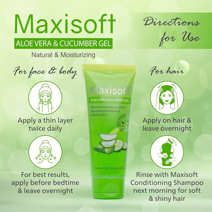 Maxisoft Aloe Vera & Cucumber Gel | Cooling & Moisturizing - 120 Gms