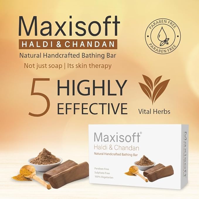 Maxisoft Haldi Chandan Soap | Glowing and Soothing Skin - 100 Gms