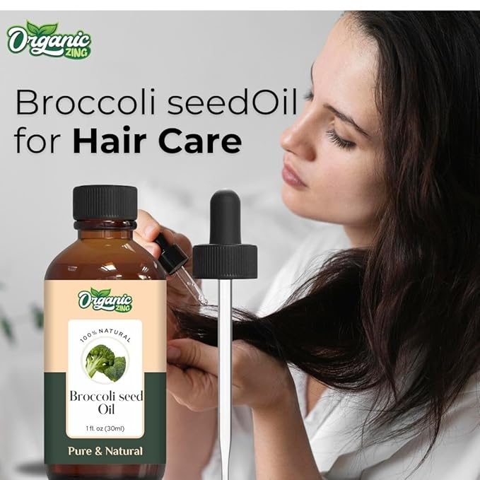 Organic Zing Broccoli Seed Carrier Oil for Skin, Face, Hair Care, Aromatherapy & Massage - 30 Ml