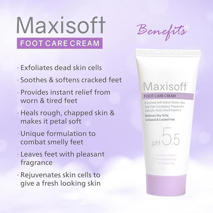 Maxisoft Foot Care Cream | for Dry, Rough & Crack Heels | Moisturizes and Soothes Feet - 60 Gms