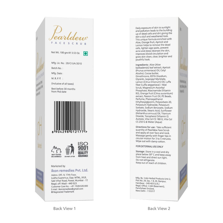 Pearldew Face Scrub Tan Removal Exfoliating Scrub - 100 Gms