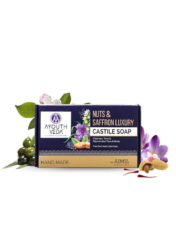 Ayouthveda Nuts & Saffron Luxury Castile Soap - 100 gms