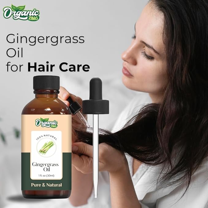 Organic Zing Gingergrass (Cymbopogon Martinii) Oil | Essential Oil for Skincare, Hair Care, Aroma and Diffusers- 30 Ml