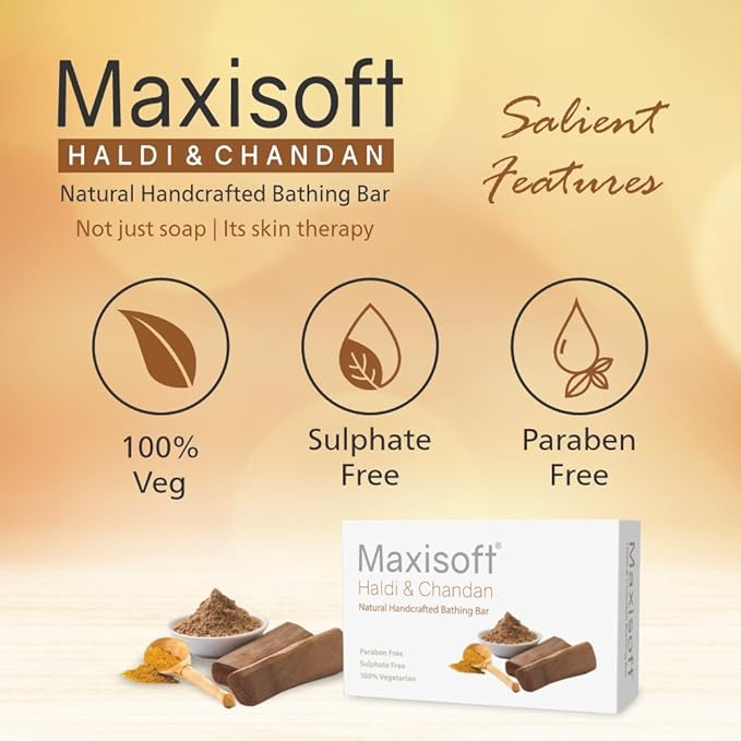 Maxisoft Haldi Chandan Soap | Glowing and Soothing Skin - 100 Gms