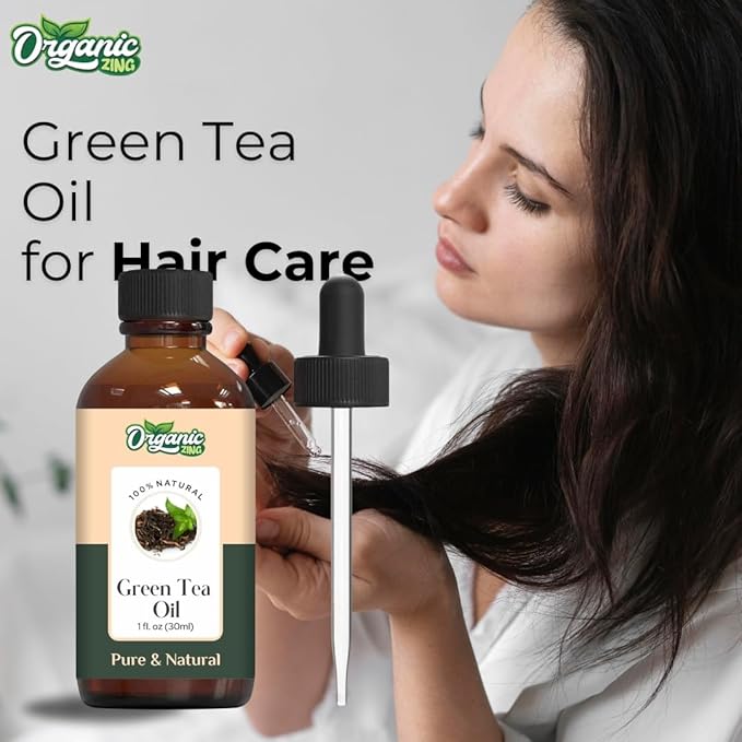 Organic Zing Green Tea (Camellia Sinensis) Oil | Carrier Oil for Skincare, Hair Care & Massage - 30 Ml