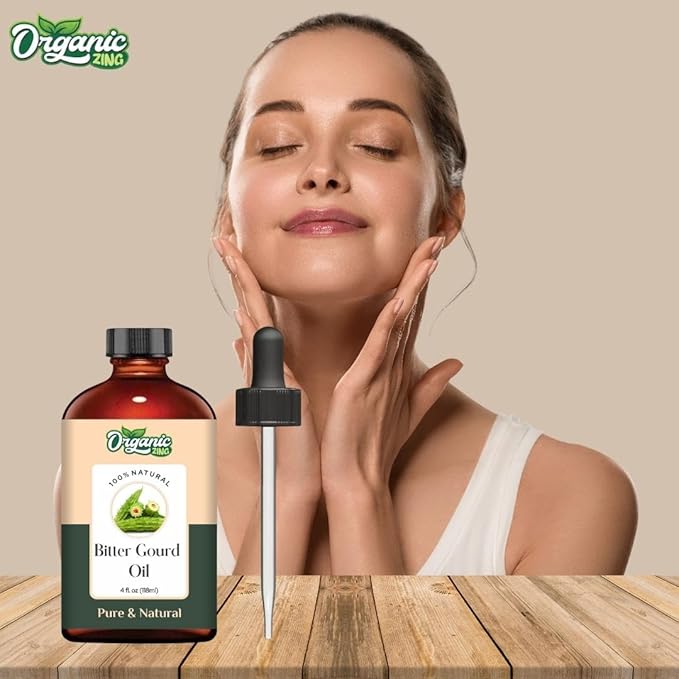 Organic Zing Bitter Gourd (Momordica Chara) Oil | Carrier Oil for Skincare, Hair Care & Massage - 118 Ml