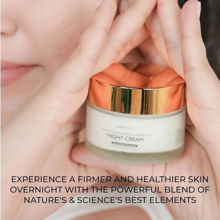 Biohills Advanced Collagen Night Cream | Bakuchiol & Retinol for Anti-Aging & Fine Line Reduction | Hyaluronic Acid & Niacinamide for Hydration & Skin Firmness | Olive Leaf & Gotu Kola 