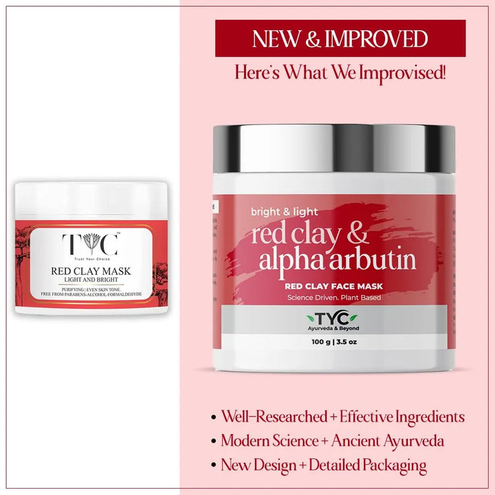 TYC - TRUST YOUR CHOICE Tyc Face Clay Mask Smooth Moisturized And Bright Purifying Even Skin Tone For Men And Women Red Face Mask