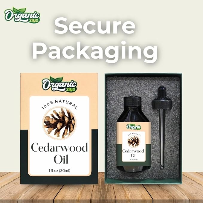 Organic Zing Cedarwood Essential Oil Skin for Skin, Face, Hair Care, Aromatherapy, Diffuser, Conditioner - 30 Ml