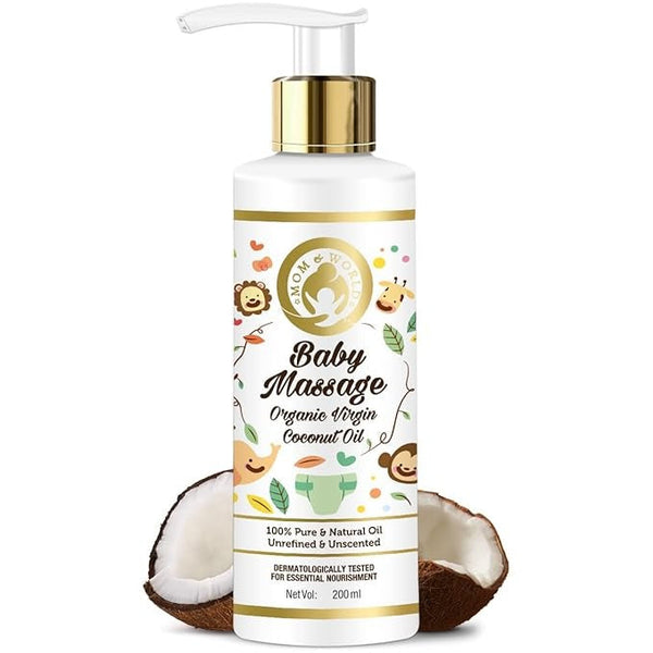Mom & World Baby Massage Pure Organic Virgin Coconut Oil Cold Pressed - 200 ml