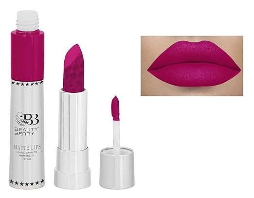 Beauty Berry Matte Lips 2 IN 1 Long Lasting Gloss Matte Lipstick Magenta - 8 gms