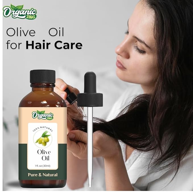 Organic Zing Olive (Olea Europaea) Oil | Essential Oil for Massage, Skincare & Hair Care- 30 Ml