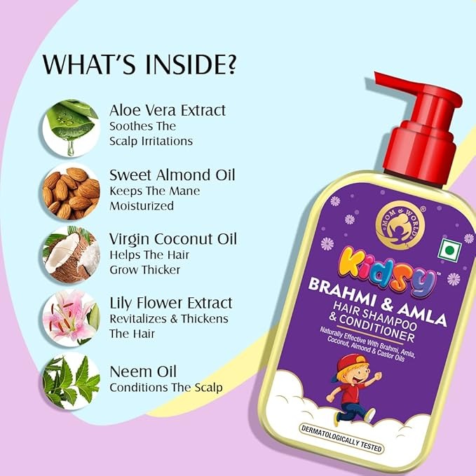 Mom & World Kidsy Brahmi & Amla Hair Shampoo & Conditioner for Kids - 240 ml