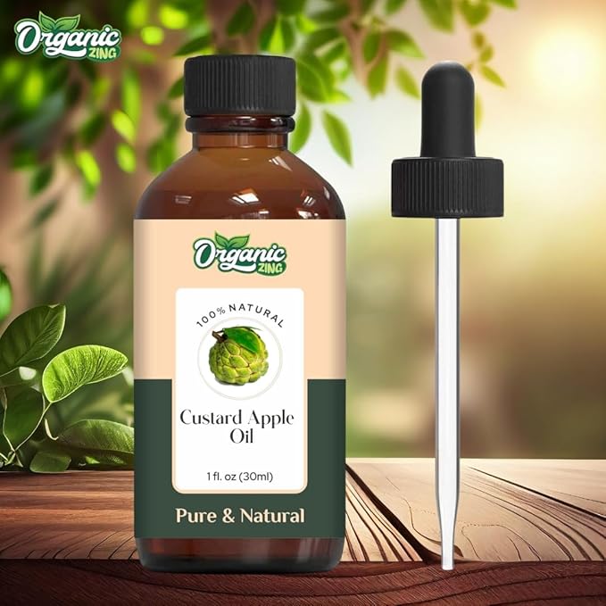 Organic Zing Custard Apple (Annona Reticulata) Oil | Carrier Oil for Skincare, Hair Care & Massage- 30 Ml