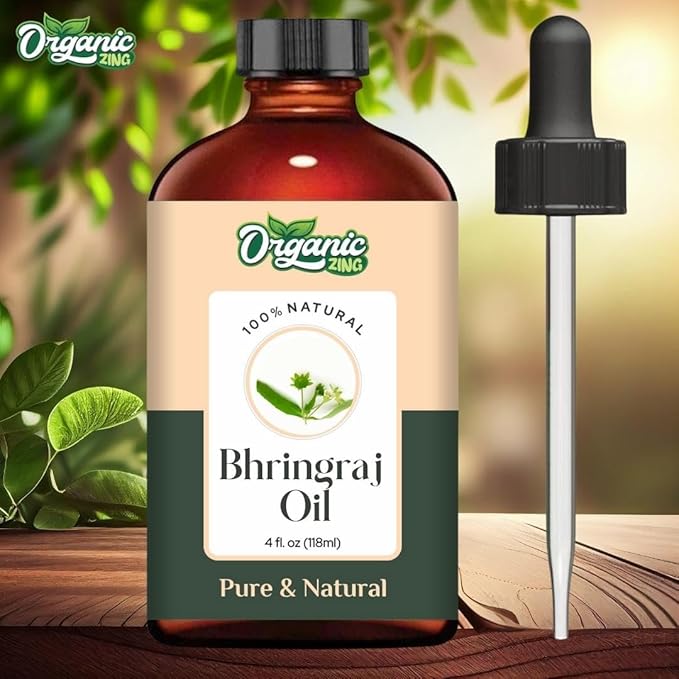 Organic Zing Bhringraj Oil Pure & Natural for Skin, Face, Hair Care & Massage - 118 Ml