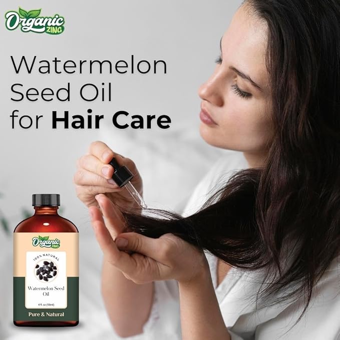 Organic Zing Watermelon Seed (Citrullus Lanatus) Oil | Carrier Oil for Skincare, Haircare & Massage - 118 Ml