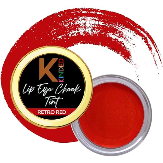Kinded Lip Eye And Cheek Tint Colour Retro Red For Women Girls - 8 gms