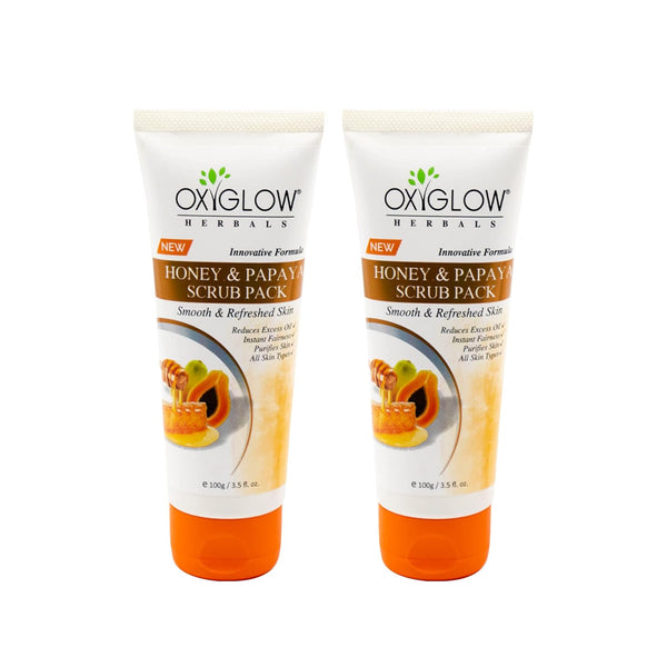 Oxyglow Honey and Papaya Enzymes Scrub - 100 gms (Pack of 2)