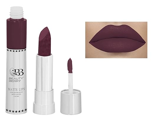 Beauty Berry Matte Lips 2 IN 1 Long Lasting Gloss Matte Lipstick Wine - 8 gms