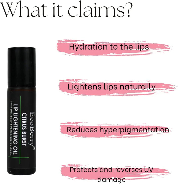 Citrus Burst Lip Lightening Oil For Dry, Chapped, Darkened Lips For Men & Women | Winter care | Moisturizer | 100% Pure, Natural & Handmade, Chemical Free, Preservative Free, Paraben Free | Vegan 8ml