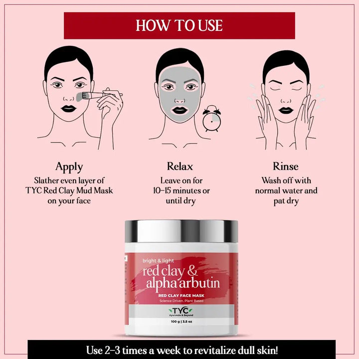 TYC - TRUST YOUR CHOICE Tyc Face Clay Mask Smooth Moisturized And Bright Purifying Even Skin Tone For Men And Women Red Face Mask