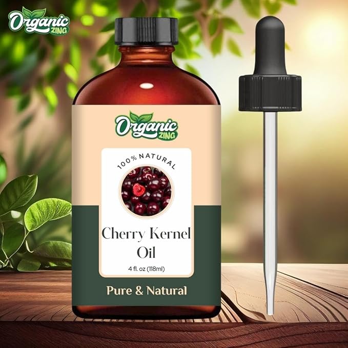 Organic Zing Cherry Kernel (Prunus Avium) Oil | Carrier Oil for Skincare, Hair Care, Aroma & Diffusers - 118 Ml
