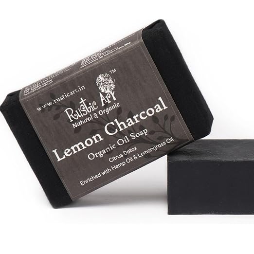 Rustic Art Organic Lemon Charcoal Soap - 100 gms