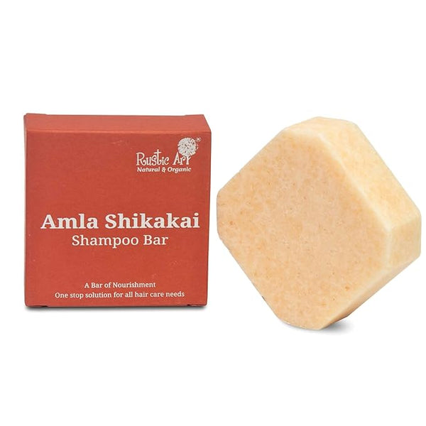 Rustic Art Amla Shikakai Organic Shampoo Bar with Methi & Ginger - 75 gms