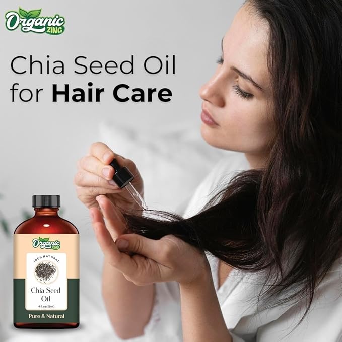 Organic Zing Chia Seed (Salvia Hispanica) Oil | Carrier Oil for Skincare, Hair Care, & Massage - 118 Ml