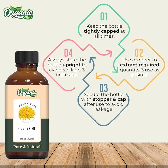 Organic Zing Corn (Zea Mays) Oil | Carrier Oil for Skincare, Hair Care & Massage- 30 Ml