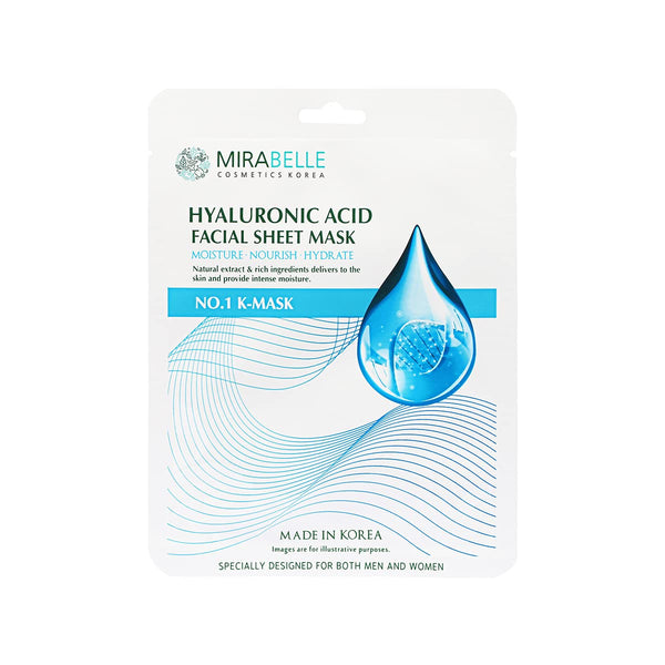 Mirabelle Cosmetics Hyaluronic Korean Face Sheet Mask - 25 ml(Pack of 2)