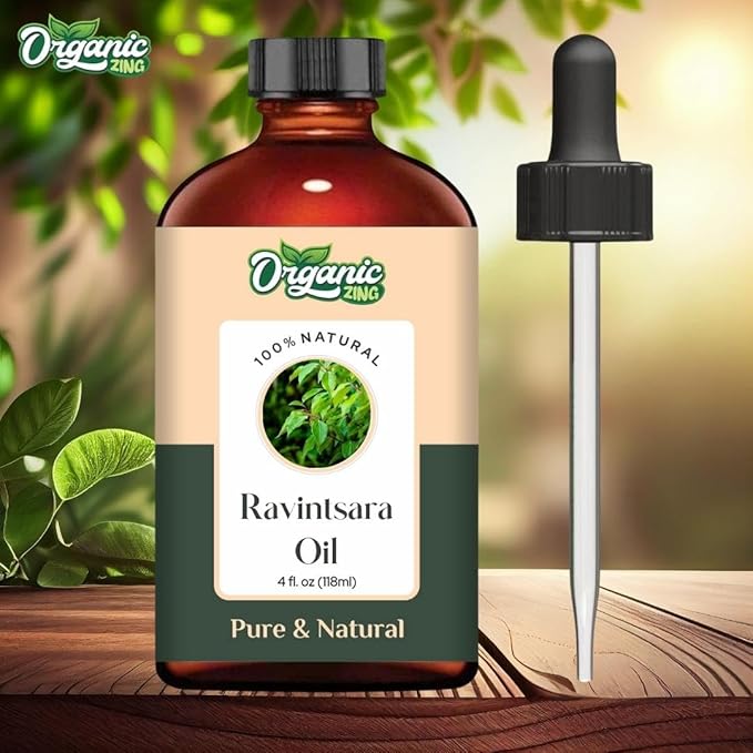 Organic Zing Ravintsara (Cinnamomum Camphora) Oil | Essential Oil for Aroma, Skincare & Massage - 118 Ml