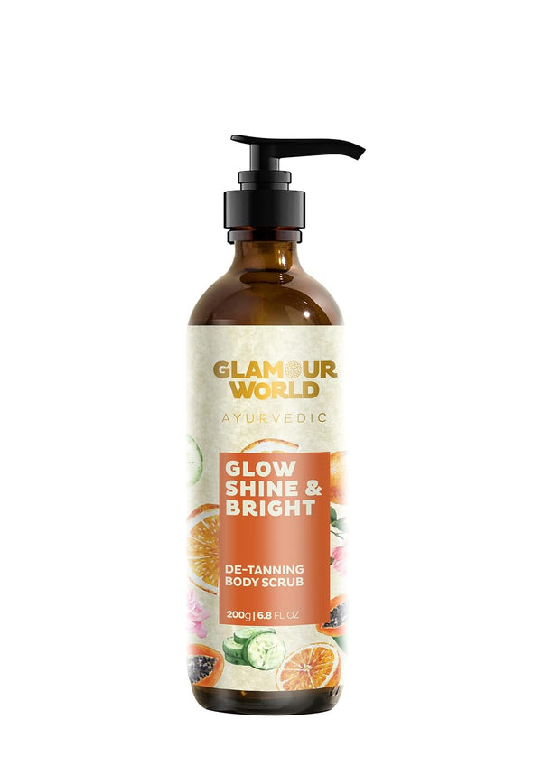 Glamour World Ayurvedic Glow Shine & Bright De-Tanning Body Scrub - 200 gms