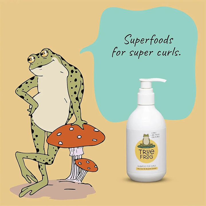 TRue FRoG Shampoo for Curly, Wavy, Dry and Frizzy Hair Cleansing,Moisturising and Adds Shine to Hair Sulphate and Paraben Free - 250 ml