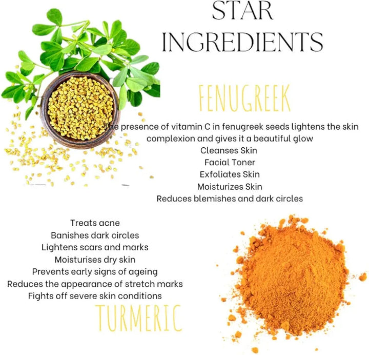 EcoBerry Fenugreek Turmeric Face Cream For Skin Brightening, Repairs, Regenerates, Moisturizer, Organic, Non Comedogenic, Paraben Free, Chemical Free, Cruelty Free, Preservative Free, Vegan