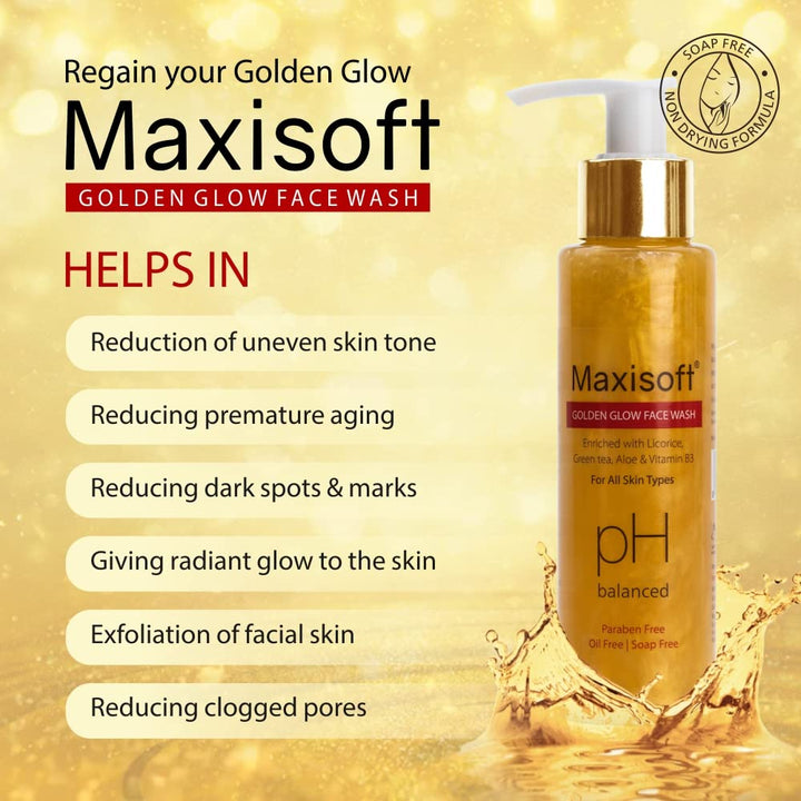 Maxisoft Golden Glow Face Wash | Nourishes & Brightens Skin - 100 Ml