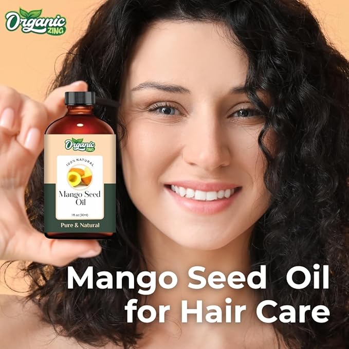 Organic Zing Mango Seed (Mangifera Indica) Oil | Carrier Oil for Skincare, Hair Care & Massage - 30 Ml