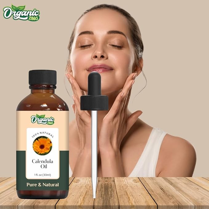 Organic Zing Calendula (Calendula Officinalis) Oil | Essential Oil for Skincare, Hair Care & Massage - 30 Ml