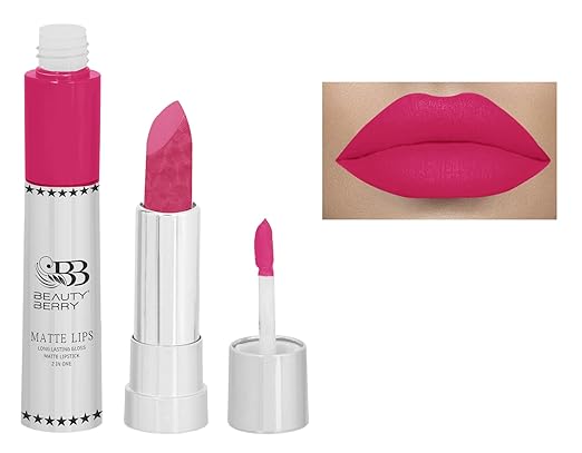 Beauty Berry Matte Lips 2 IN 1 Long Lasting Gloss Matte Lipstick Honey Pink - 8 gms