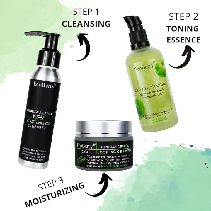 EcoBerry Centella Asiatica  Niacinamide Glow Essence With Hyaluronic Acid, Oil Free Essence, Moisturizer, Anti-Aging, Brightens Skin, Natural & Handmade, Chemical Free, Paraben Free, Vegan
