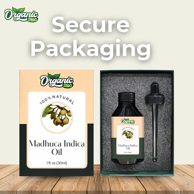 Organic Zing Madhuca Indica (Madhuca Longifolia) Oil | Carrier Oil for Massage, Skincare & Haircare - 30 Ml