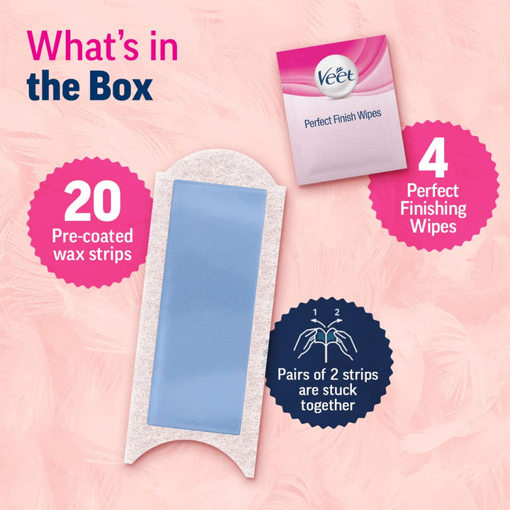 Veet Professional Waxing Strips For Sensitive Skin - 20 Strips
