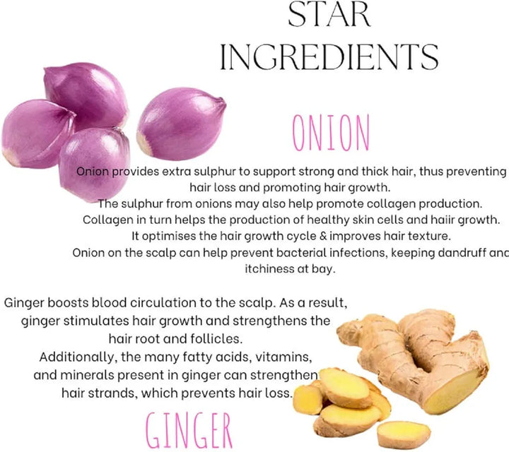 EcoBerry Onion Ginger Organic Herbal Shampoo With Red Onion & Ginger Extracts, Sulphate Free, Paraben Free, Chemical Free, Cruelty Free, Preservative Free, Vegan