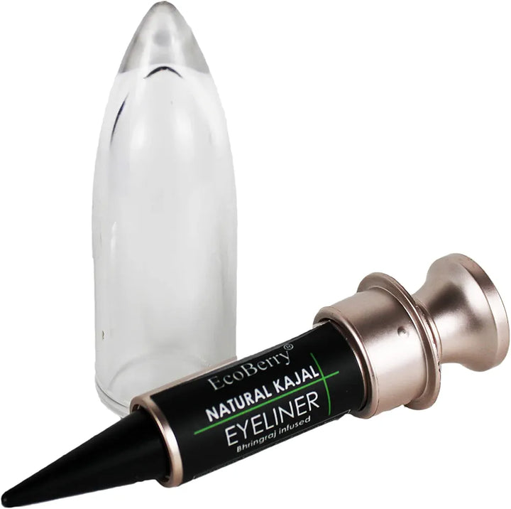 EcoBerry Kajal/Eyeliner Bhringraj infused Deep Black Kohl | Coolant Cleanses | Lead Paraben Free No Artificial Colors 100% Pure, Natural & Handmade, Preservative Free | Veg 3g