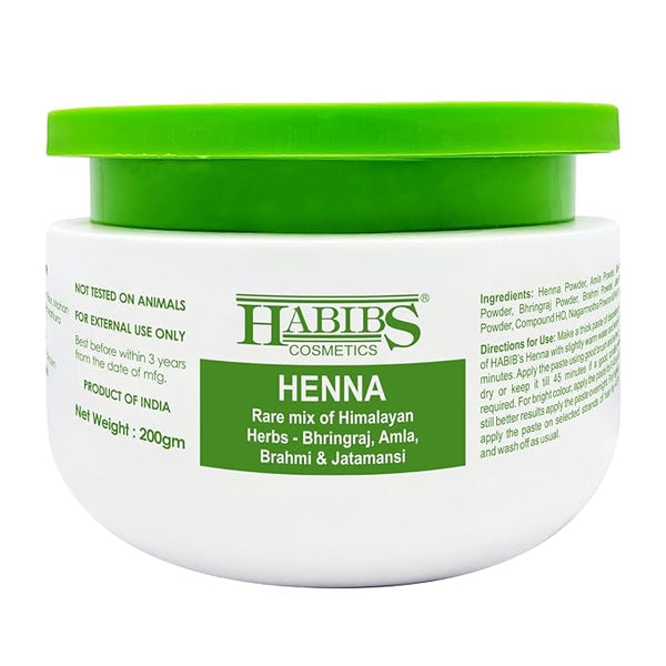 Habibs Cosmetics Natural Henna Mehndi Powder Enriched With Bhringraj, Amla, Brahmi, Jatamansi - 200 gms